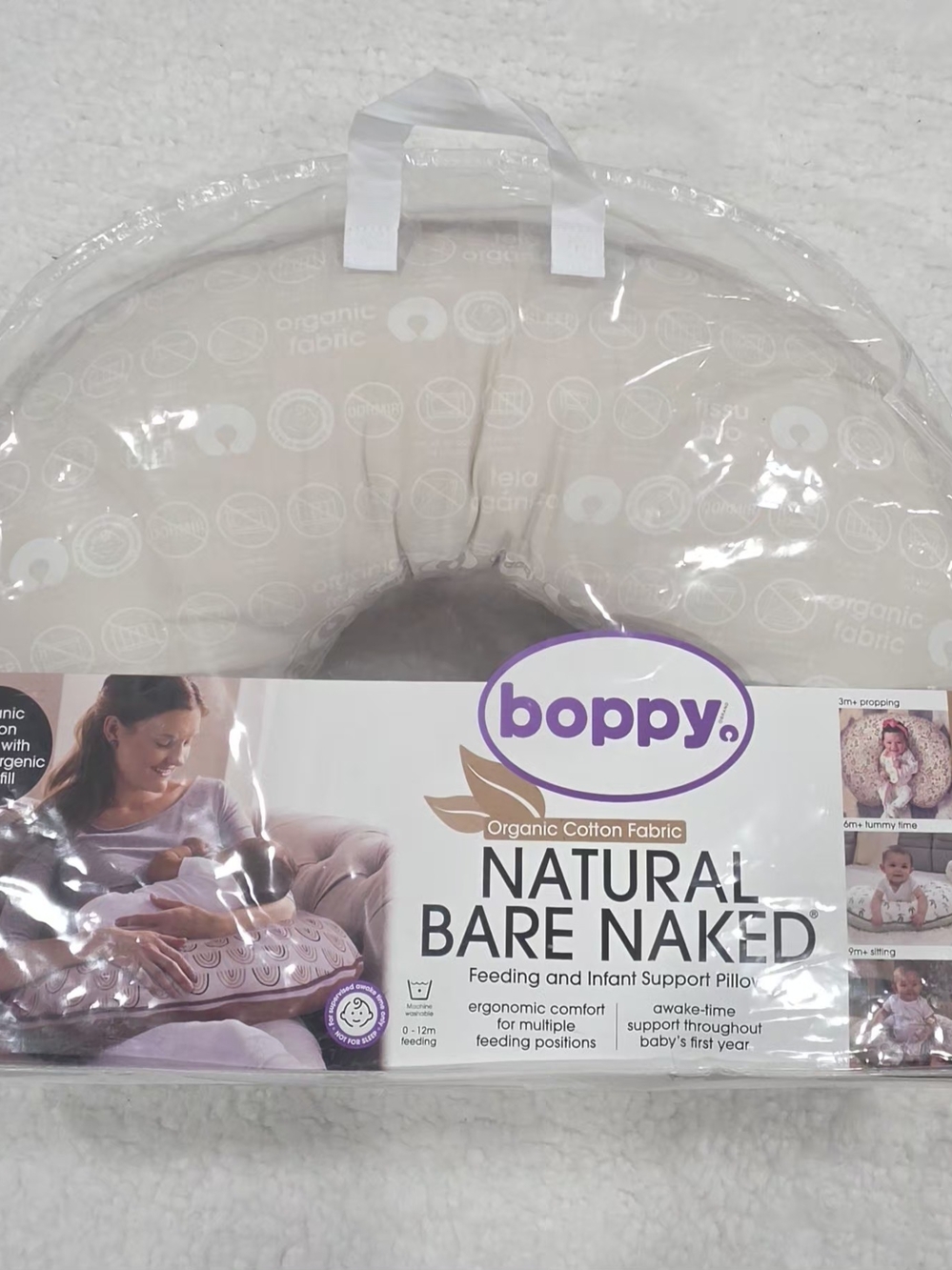 Boppy Natural Bare Naked Organic Cotton Support Pillow in Beige